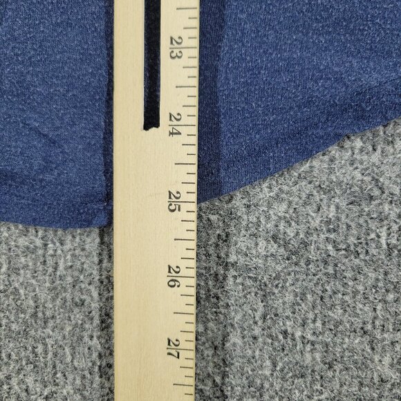 Prana Shirt Women Medium Blue Patch Logo Round Neck Long Sleeve Pocket Pullover - Picture 14 of 15